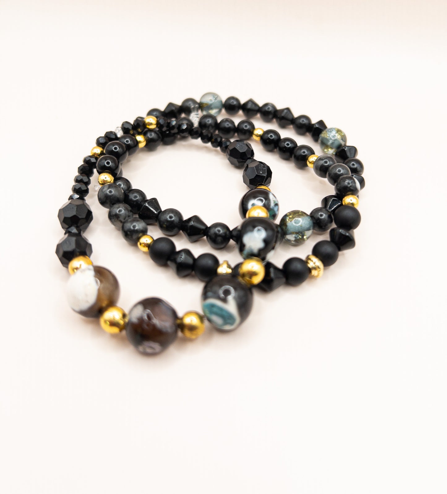 Armbanden trio zwart