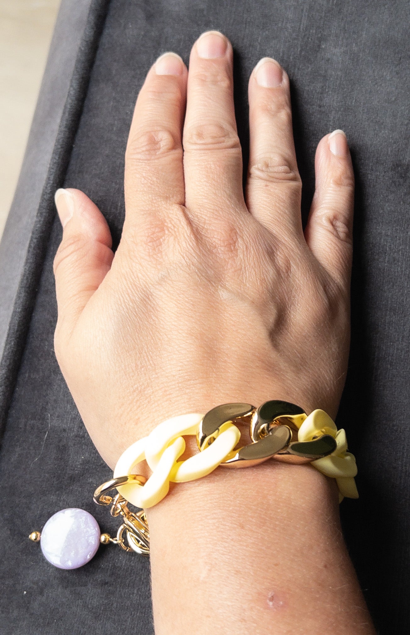 Schakelarmband Vanille Lila