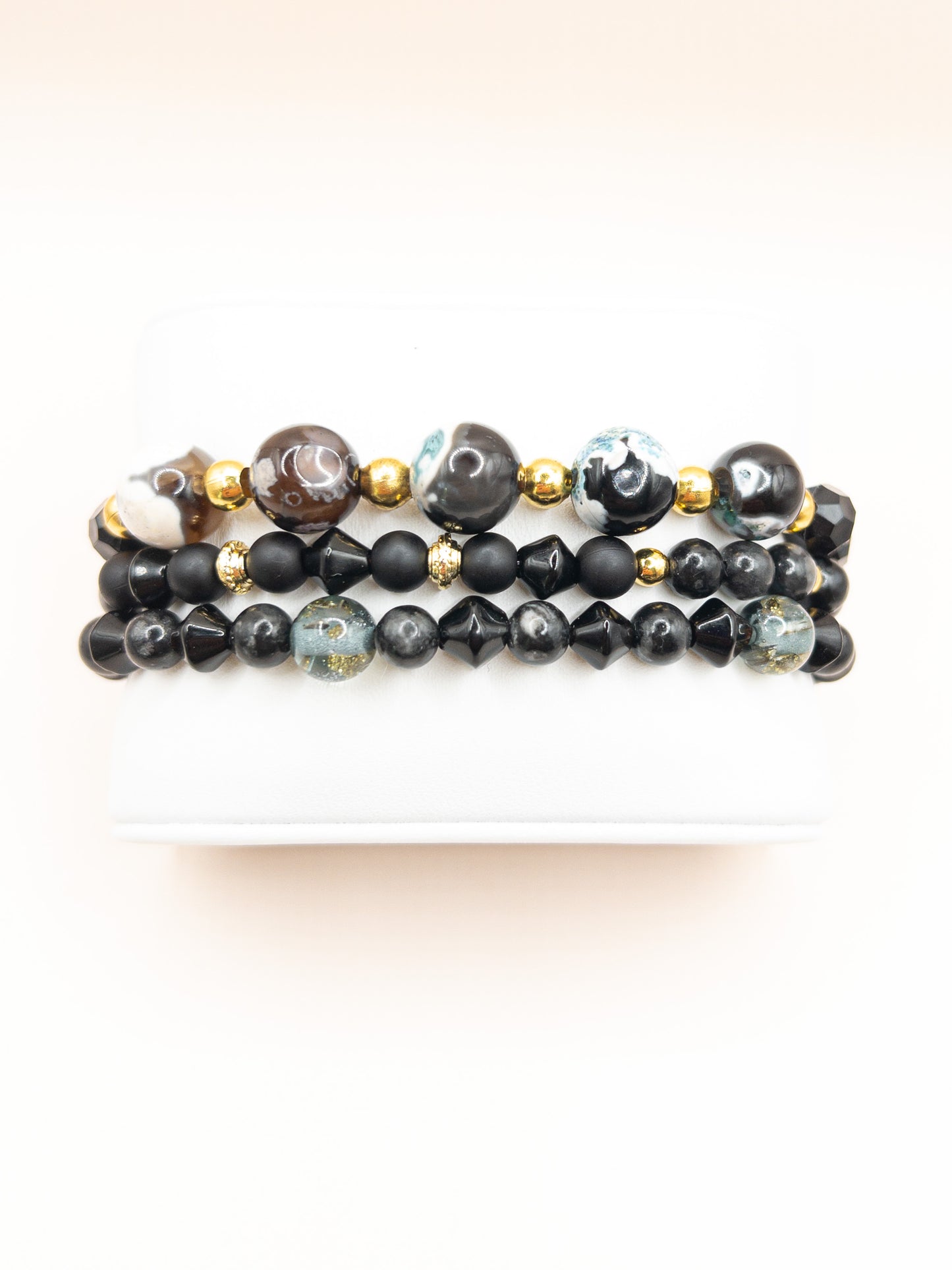 Armbanden trio zwart