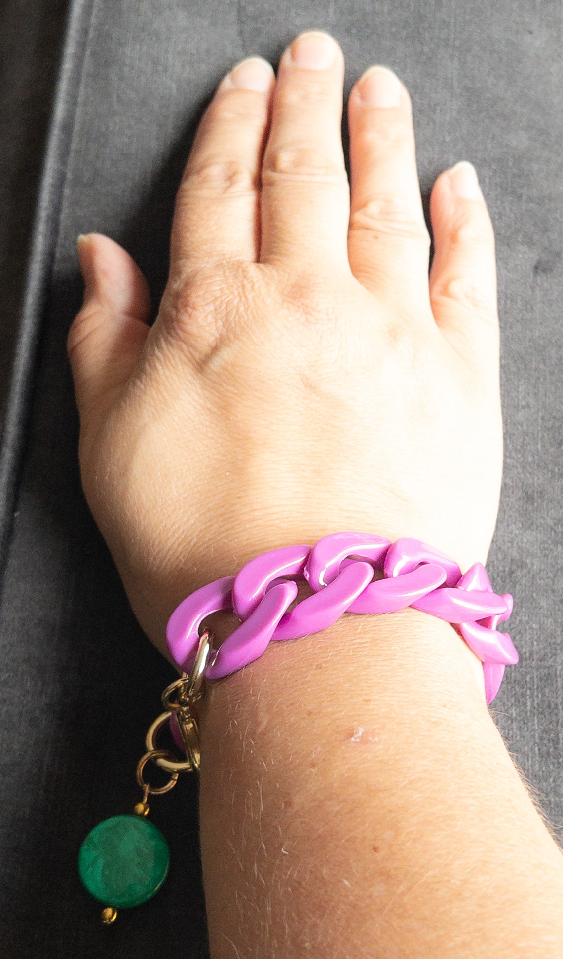 Schakelarmband paars / groen