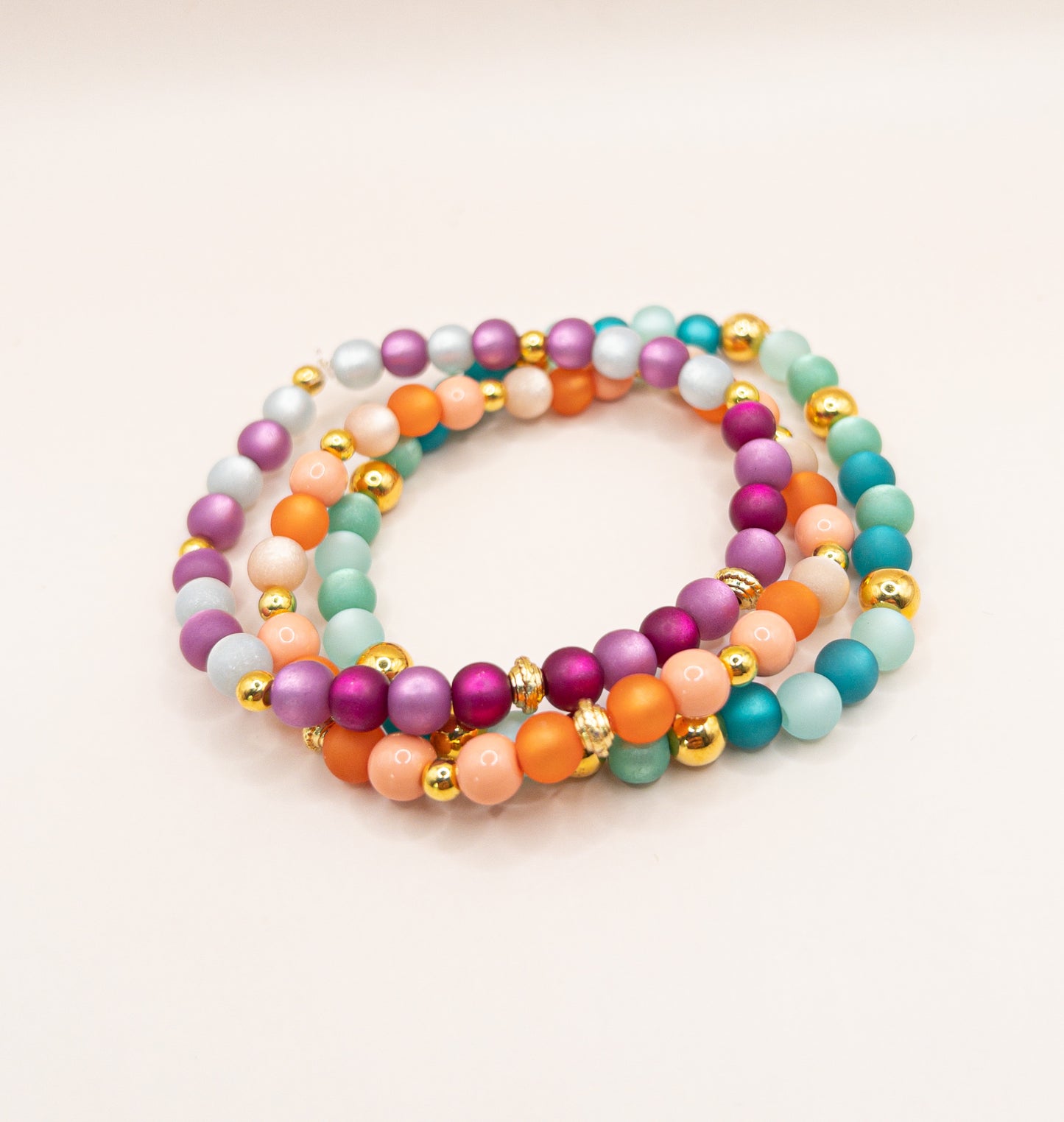 Armband lotus roze goud op elastiek