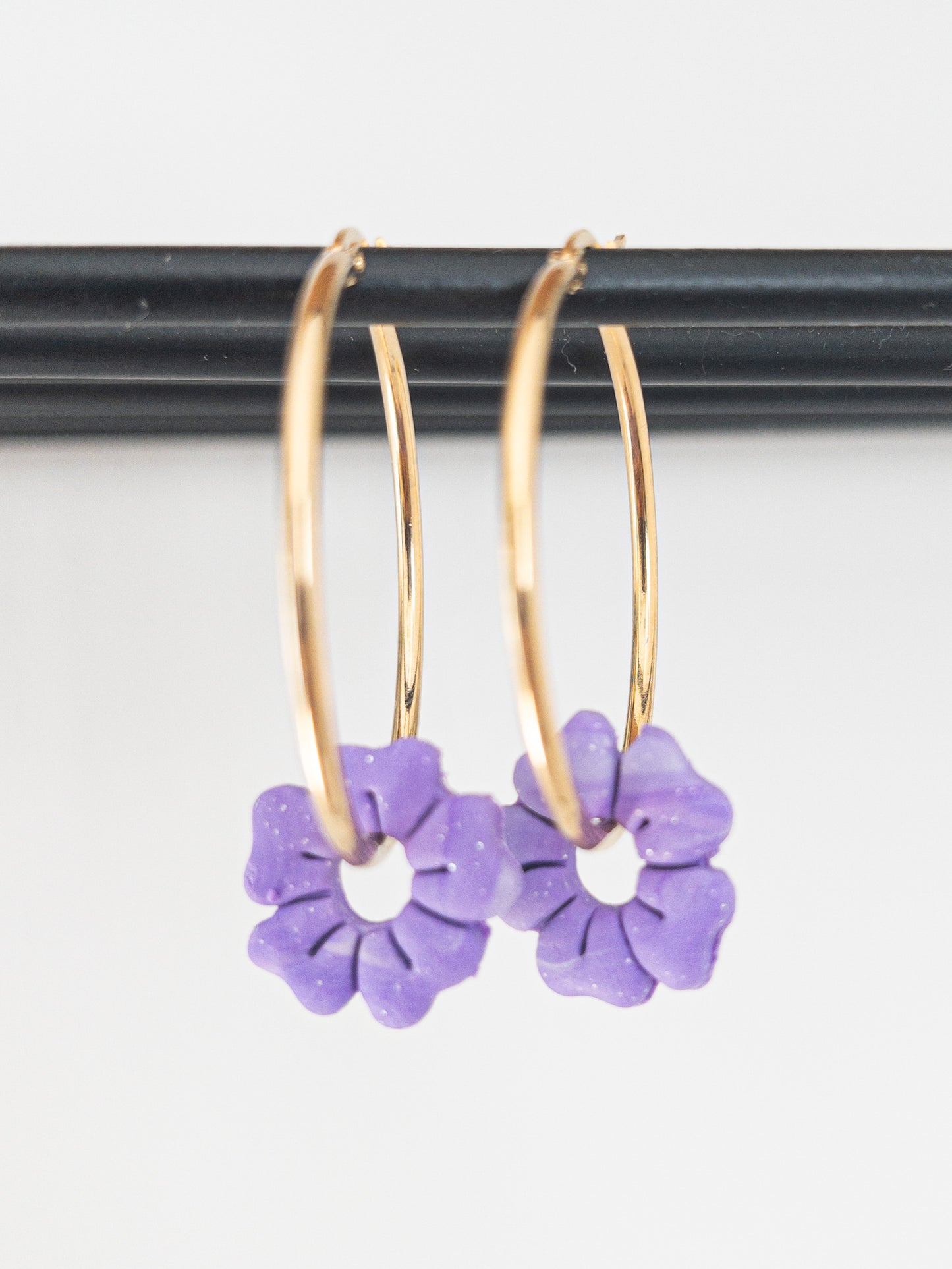 Oorbellen creolen Purple Flowers