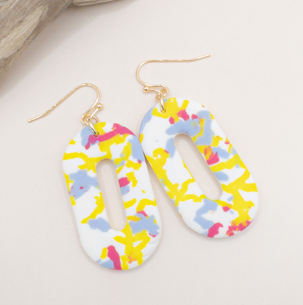 Oorbellen Filia wit geel blauw roze