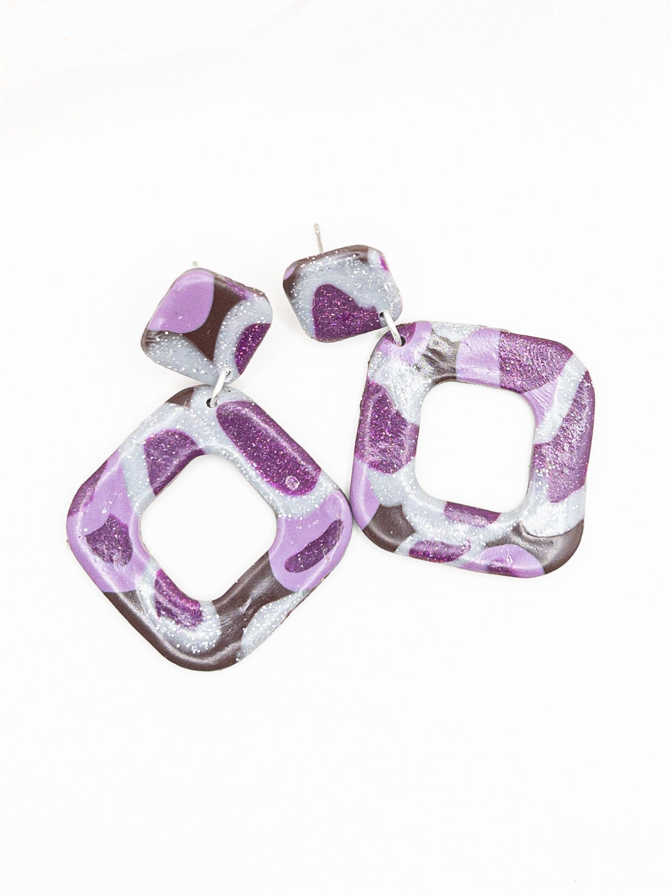Oorbellen Lilly paars lila zilver en choco