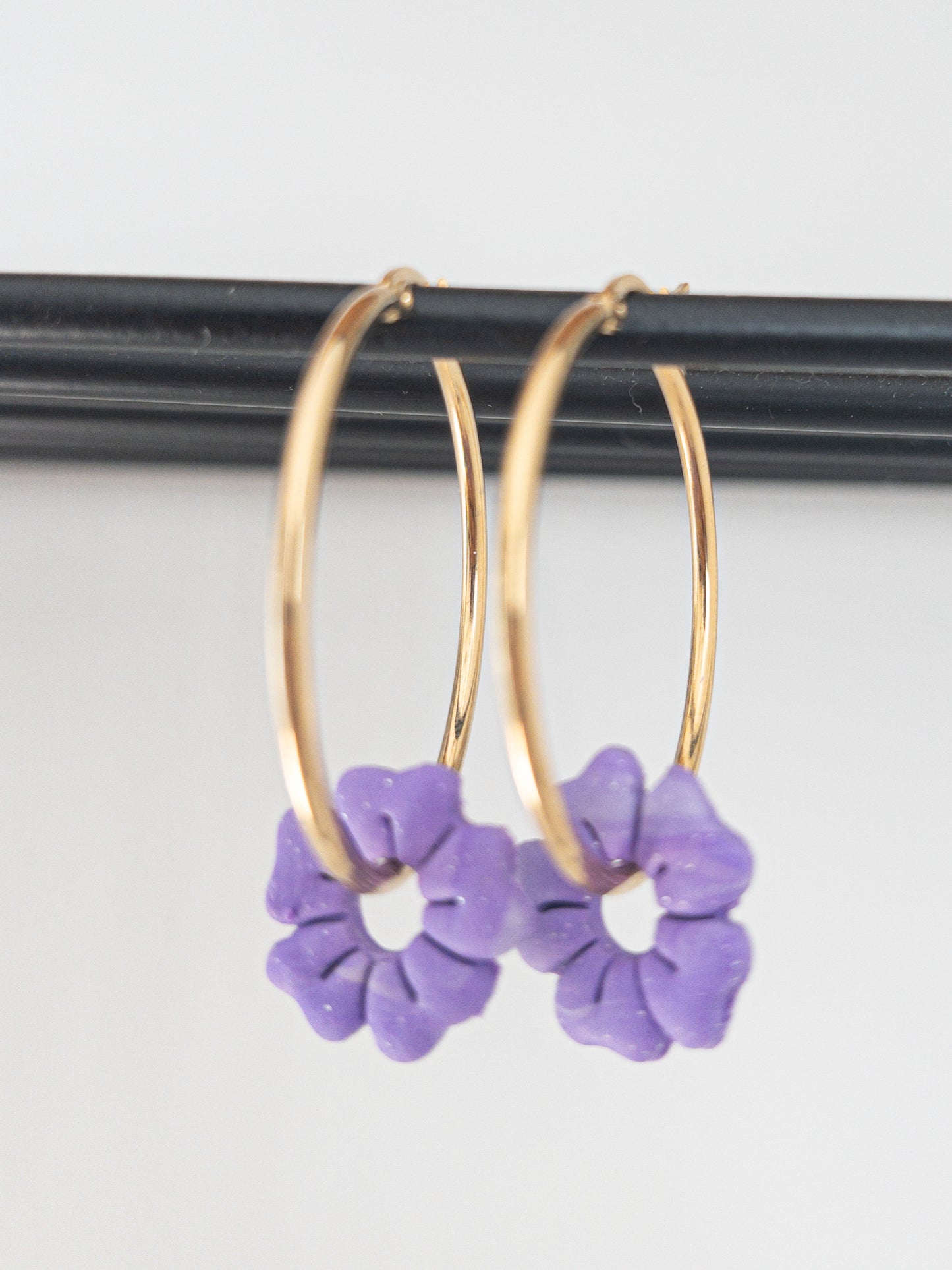 Oorbellen creolen Purple Flowers
