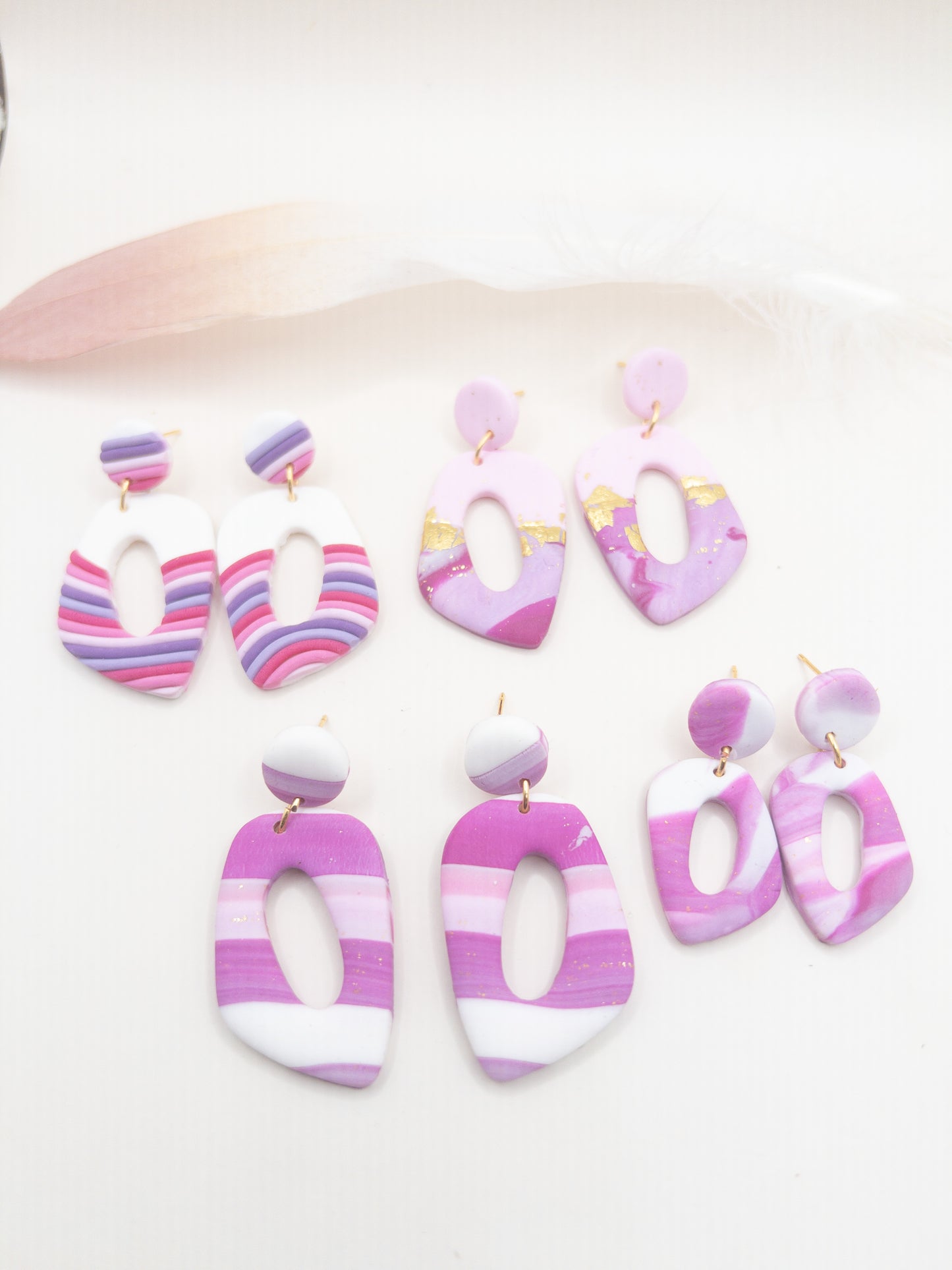 Oorbellen Pom mini roze wit