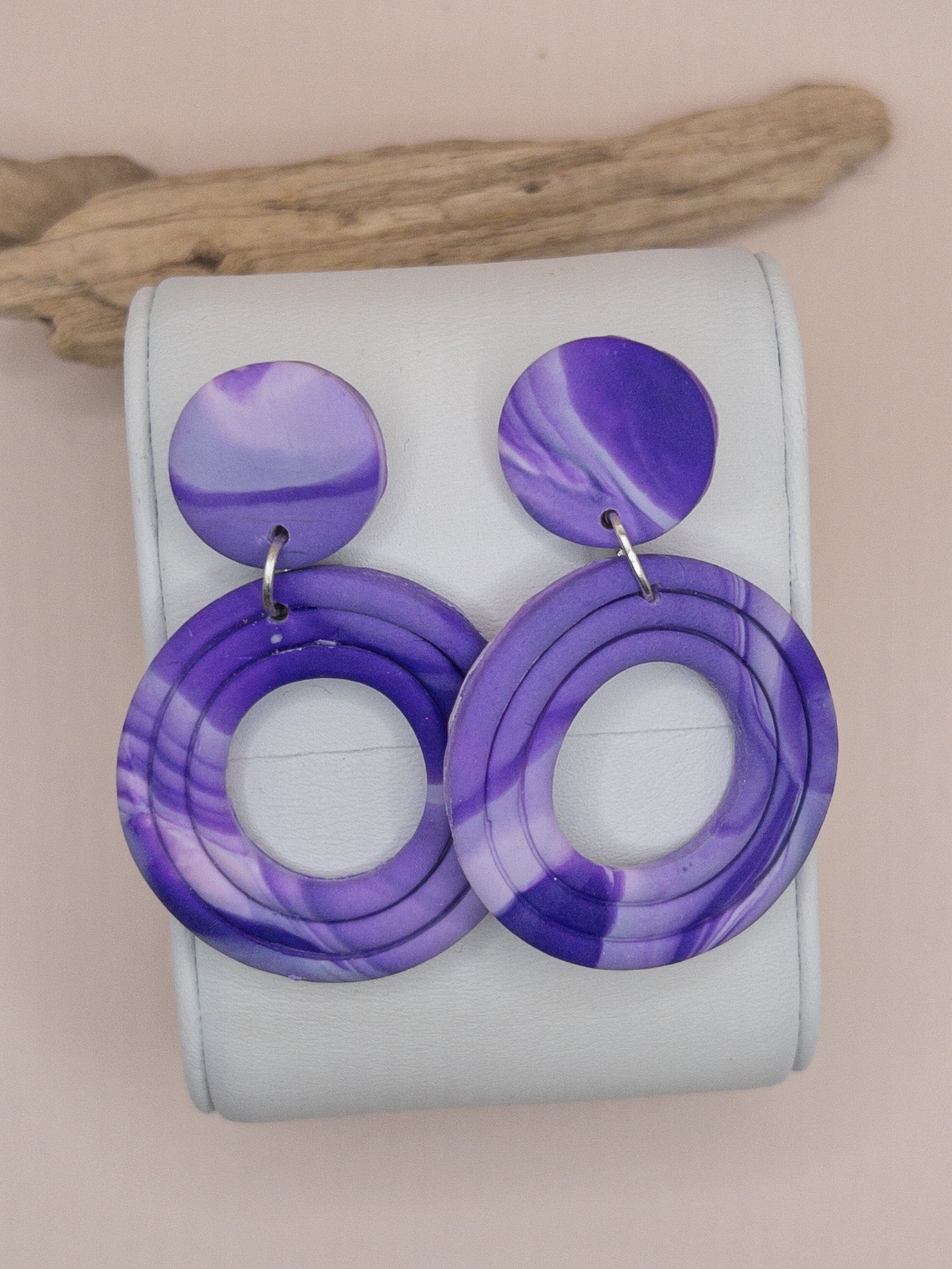 Oorbellen Purple Batik lichtgewicht paars zilver