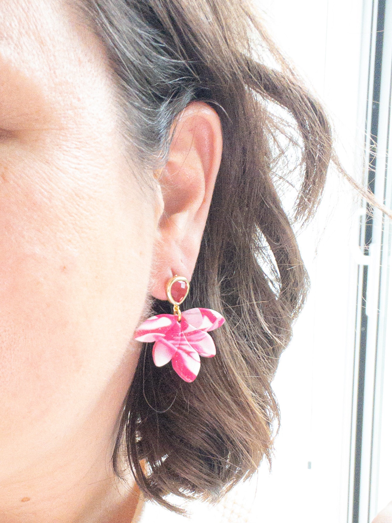 Oorbellen Kelly roze wit goud