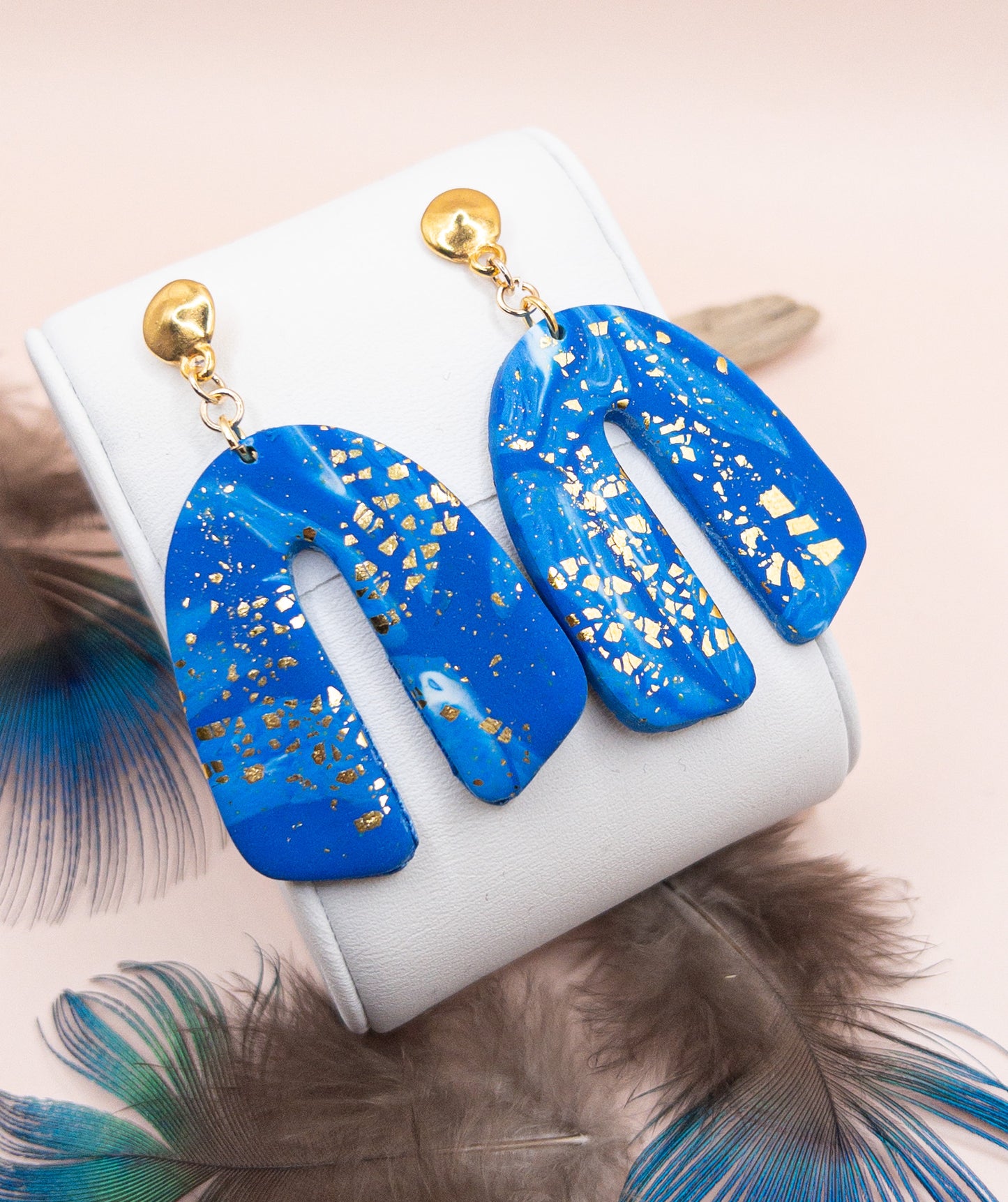 Oorbellen Hestia goud blauw
