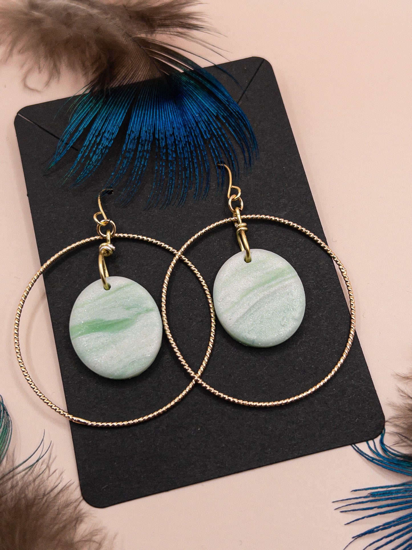 Oorbellen Athene goud groen