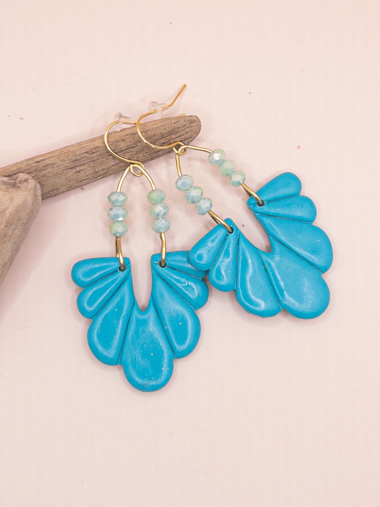 Oorbellen Joss goud blauw turquoise