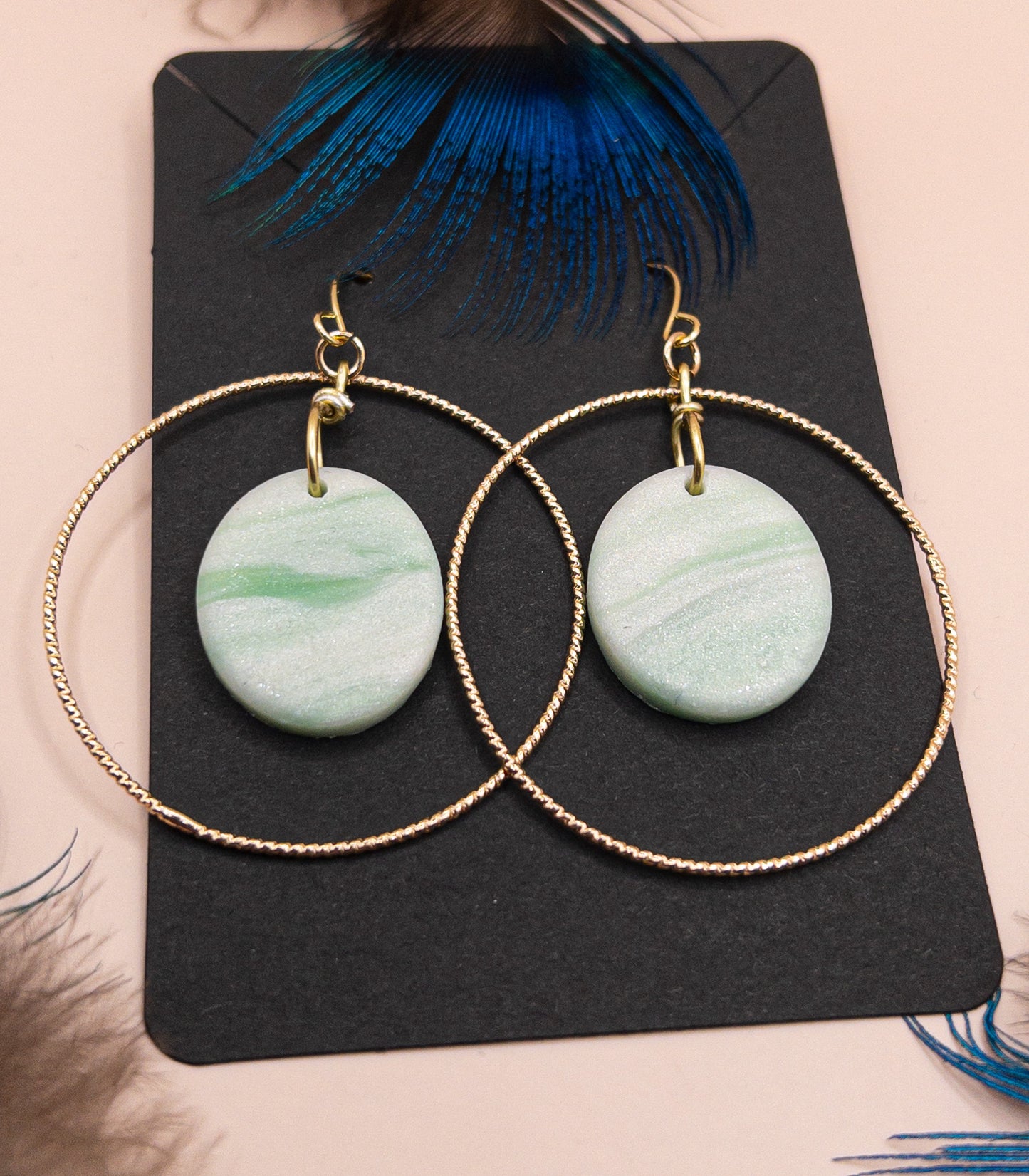 Oorbellen Athene goud groen