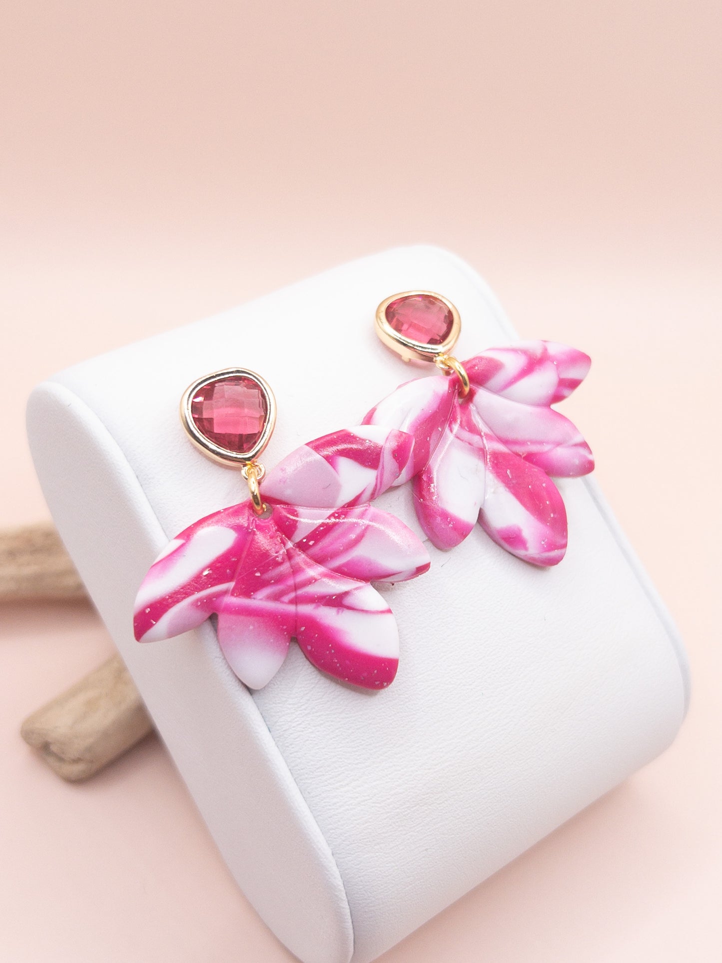 Oorbellen Kelly roze wit goud