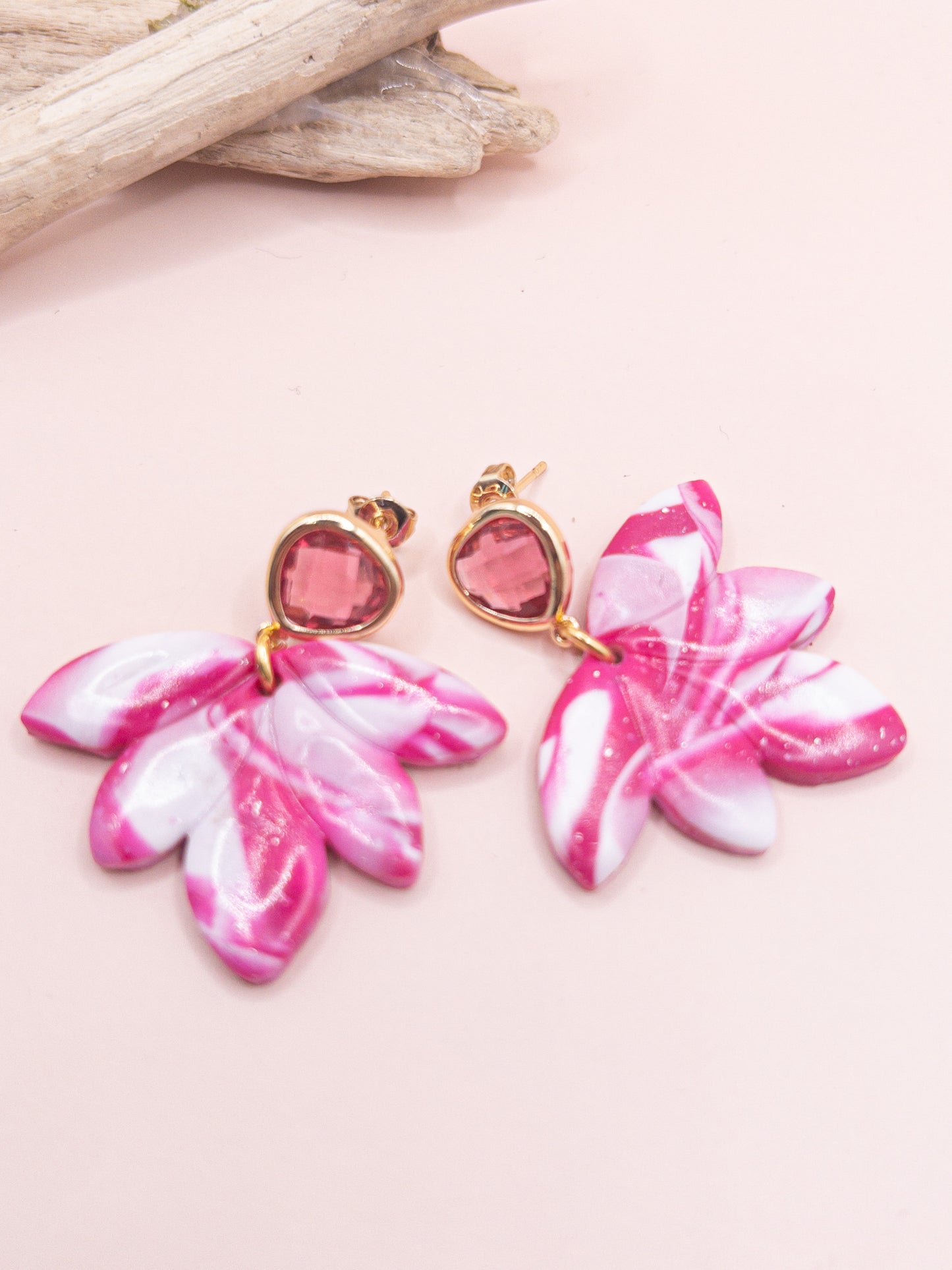 Oorbellen Kelly roze wit goud