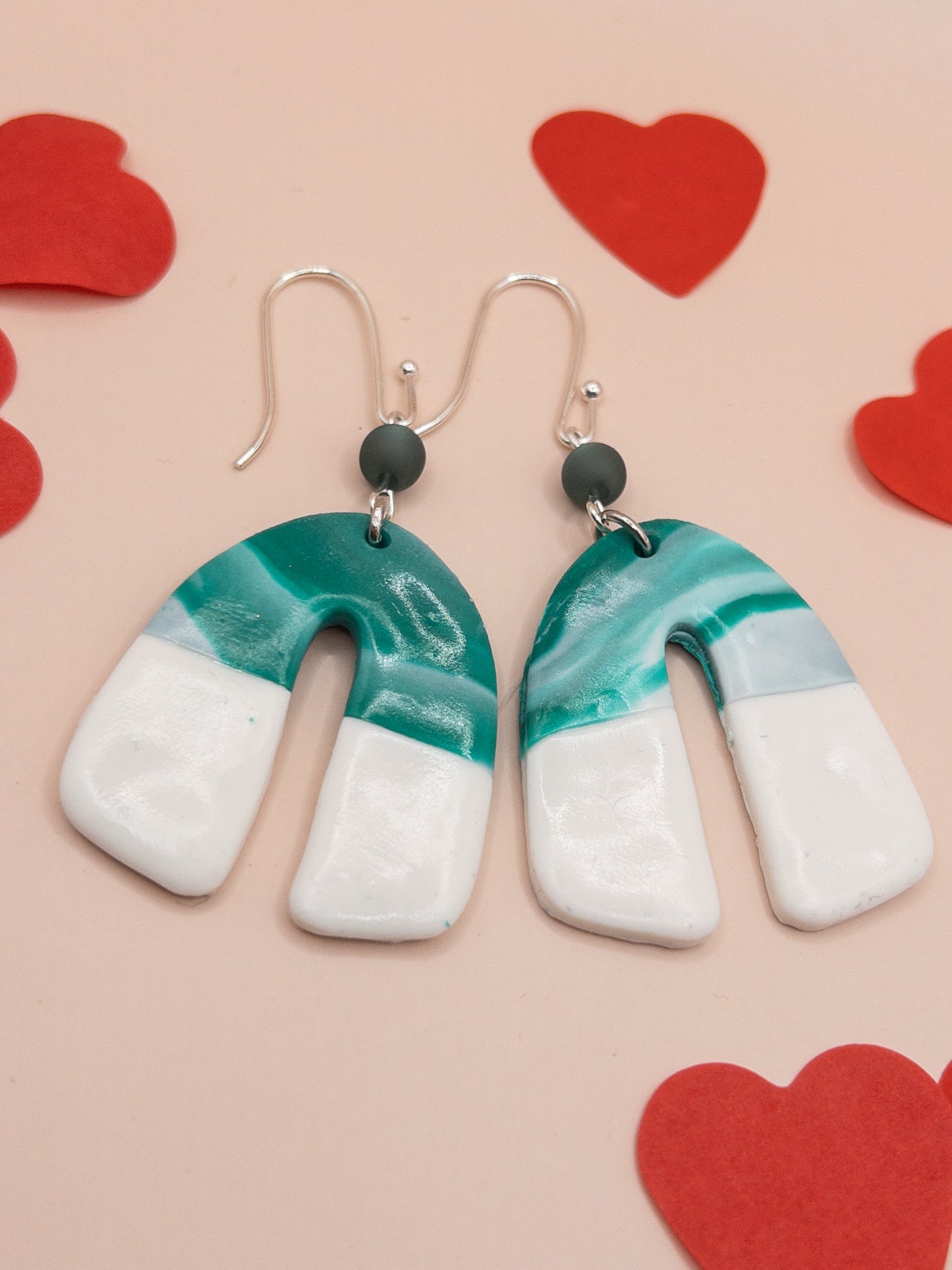 Oorbellen Lana wit groen zilver