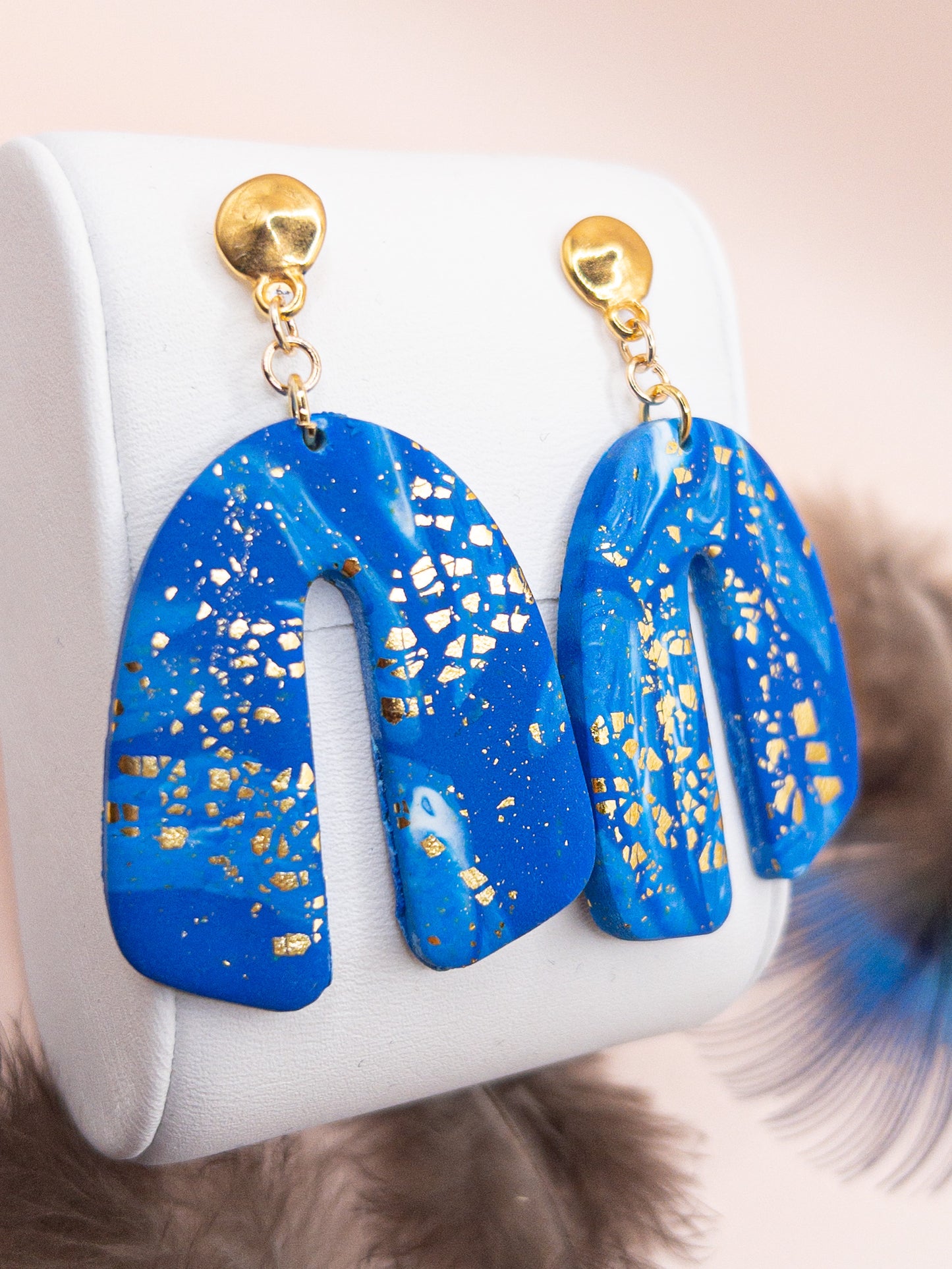 Oorbellen Hestia goud blauw