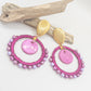 Statement oorbellen fuchsia goud