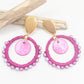 Statement oorbellen fuchsia goud