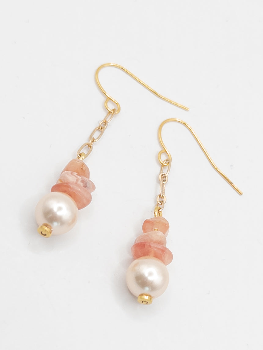 Oorbellen Maura parel goud roze