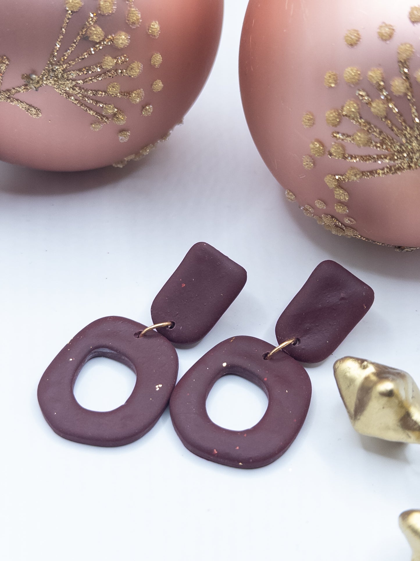 Oorbellen Organic bordeaux goud