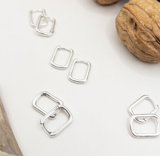 Basic creool zilver model hoekig