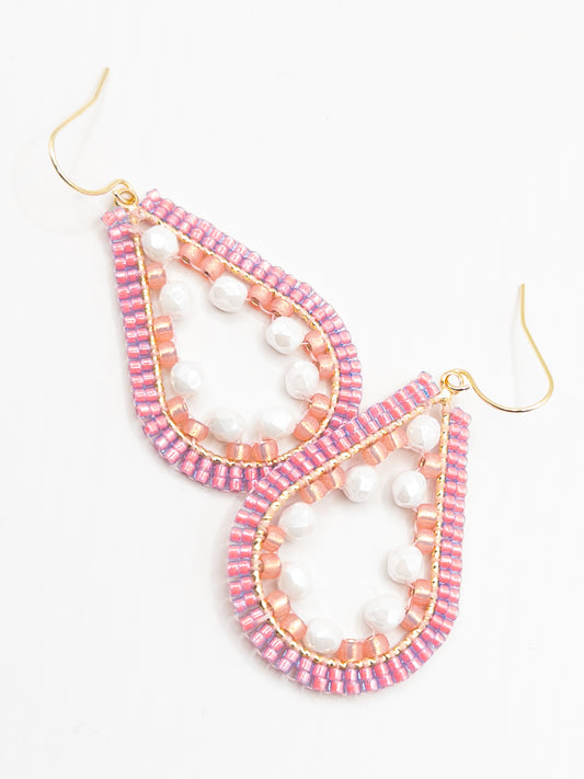 Oorbellen Luna roze wit goud