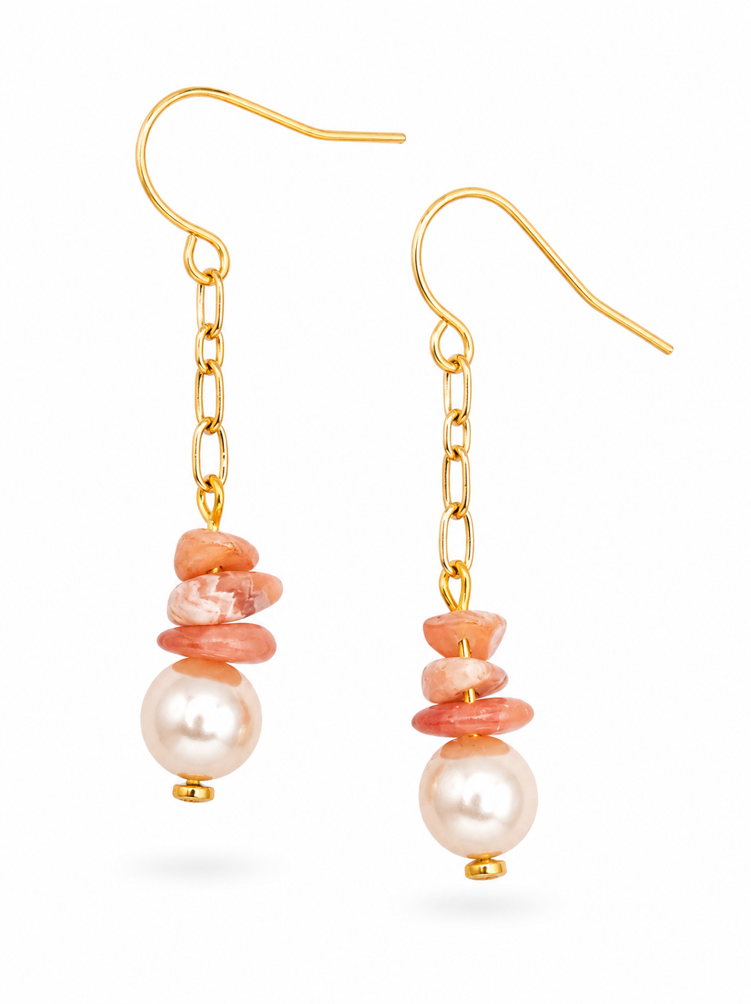 Oorbellen Maura parel goud roze