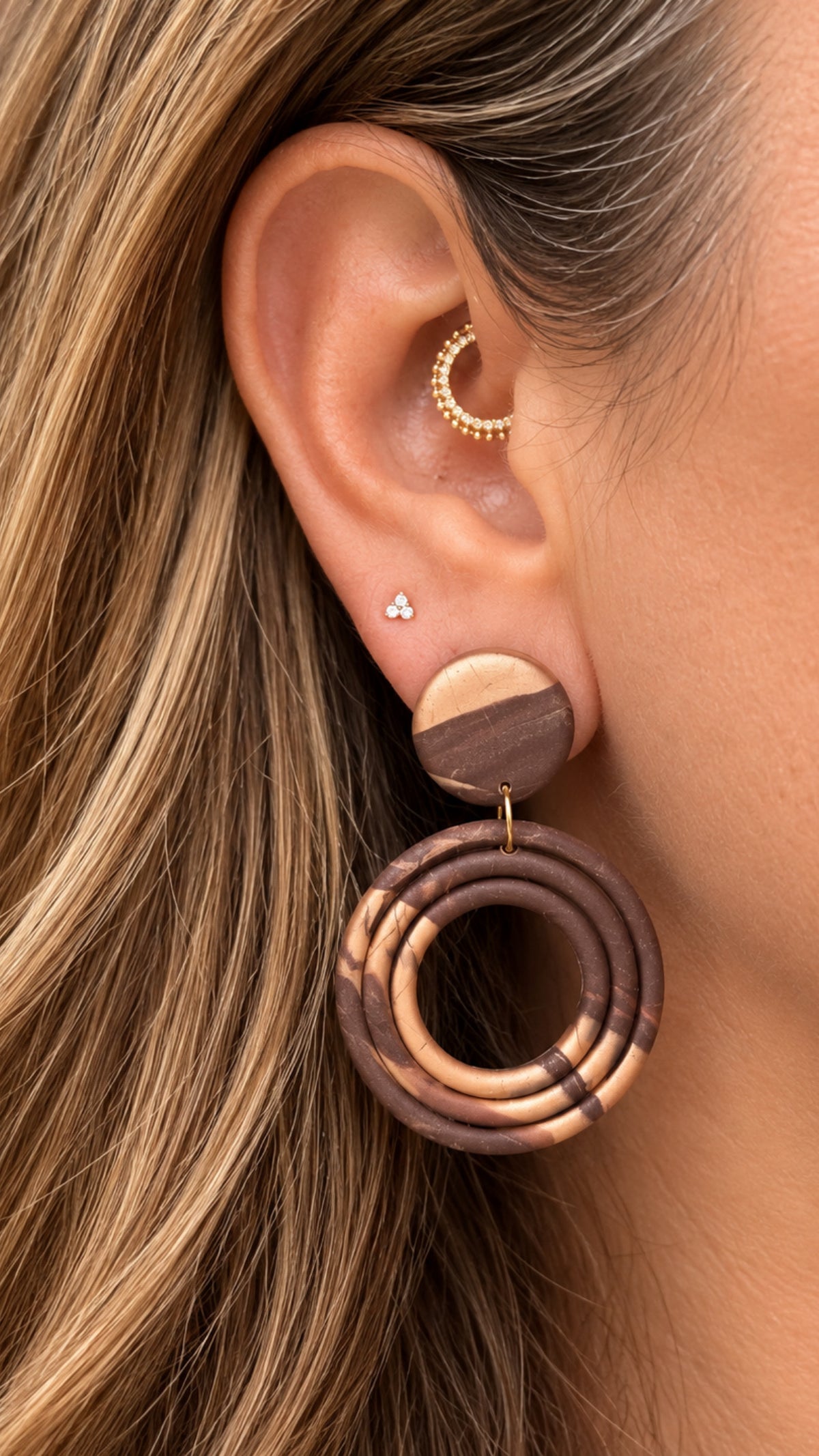 Oorbellen Lotty bruin copper goud