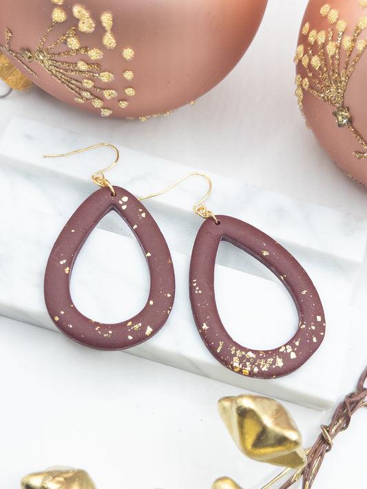 Oorbellen druppel Bordeaux goud