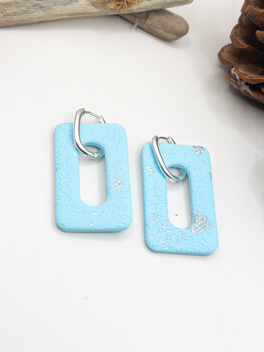 Creool hangers babyblauw en zilver