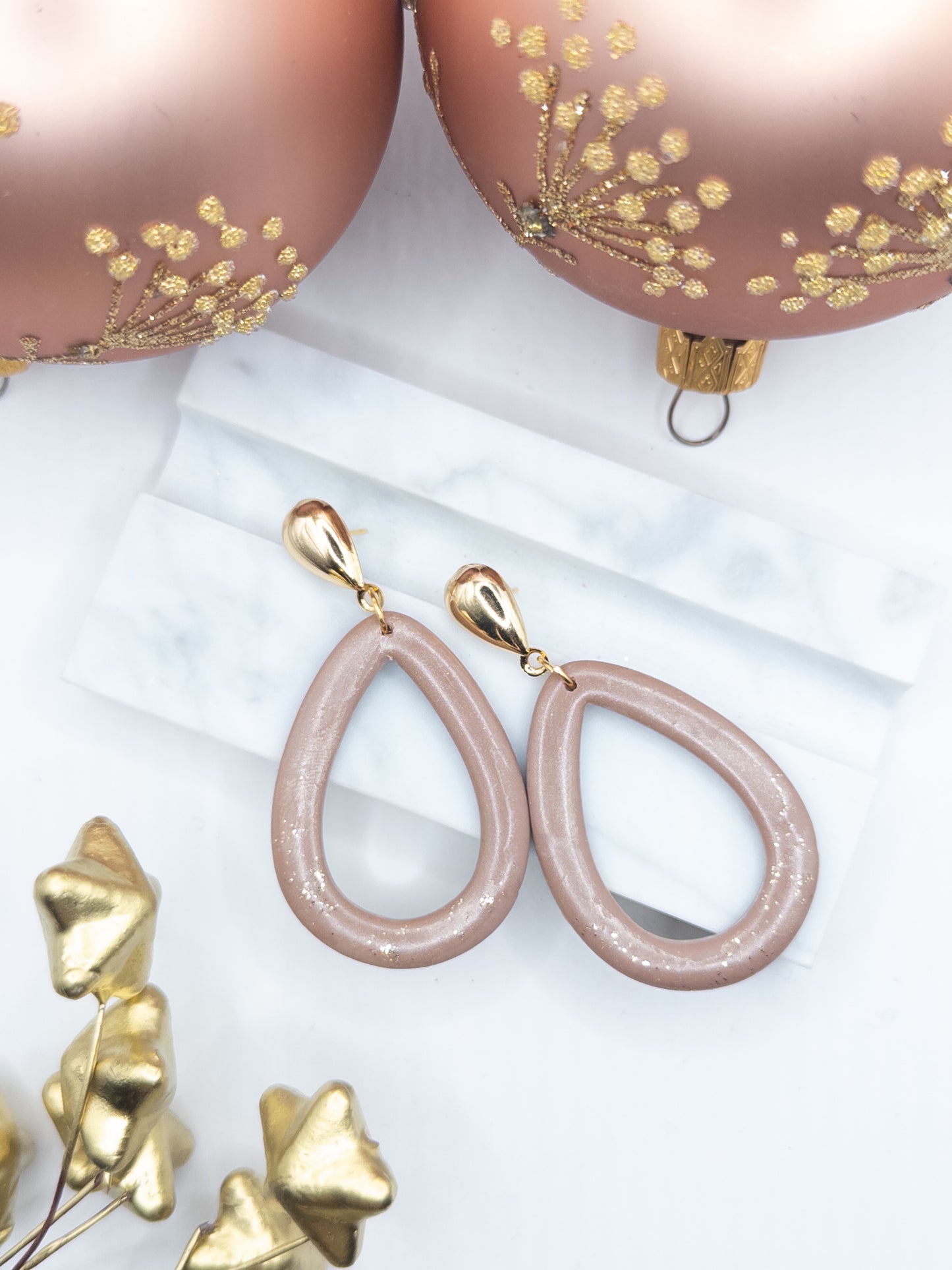 Oorbellen Druppel taupe shine