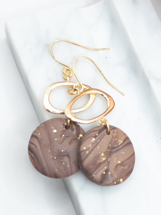 Oorbellen Circle mix taupe bruin