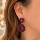 Burgundy triangle statement earrings