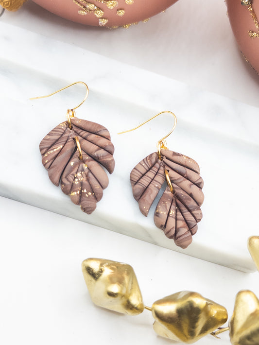 Oorbellen Leah taupe bruin mix