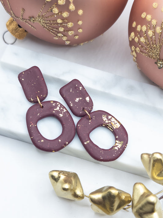 Oorbellen Organic wijnrood goud