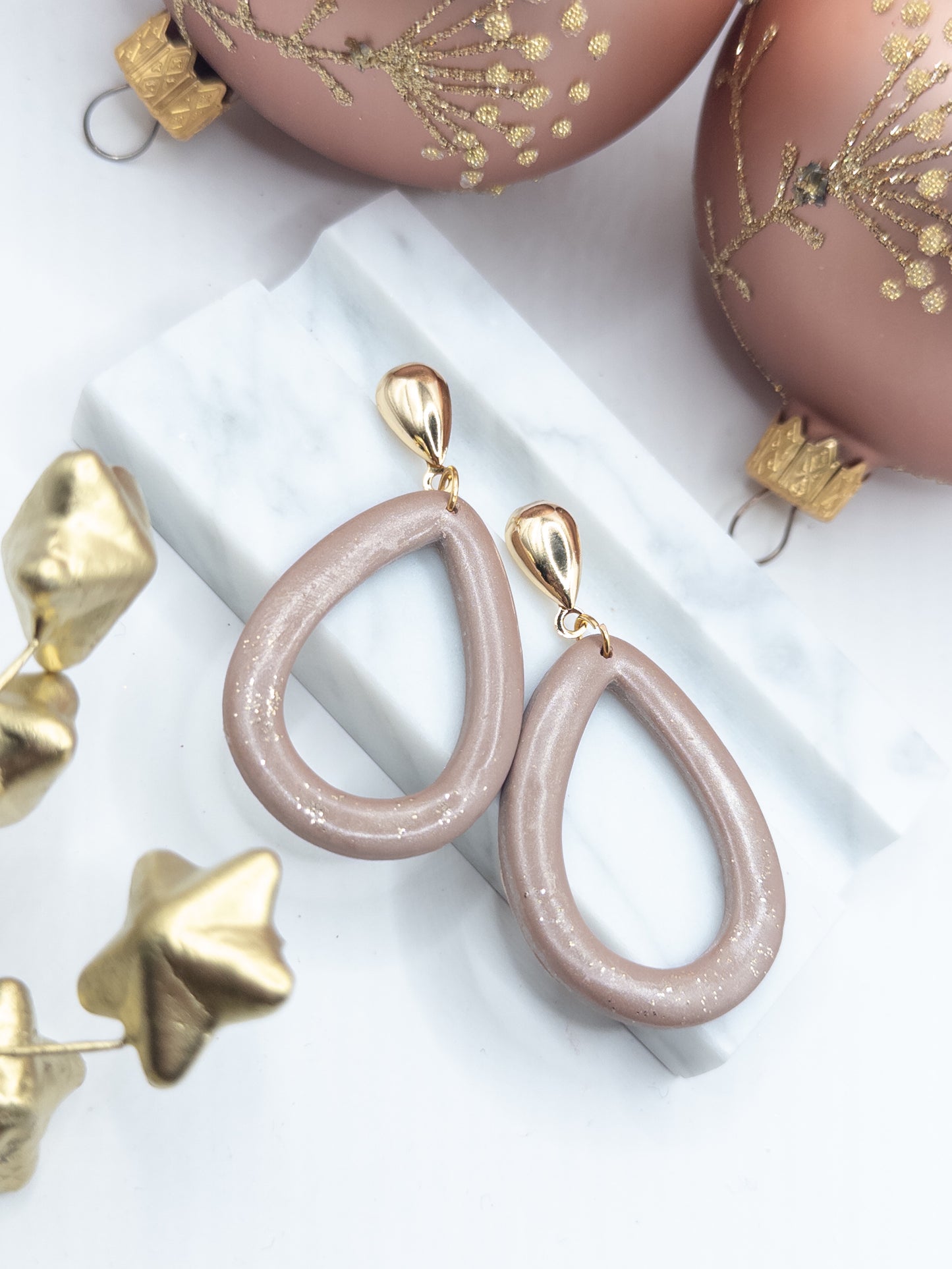 Oorbellen Druppel taupe shine