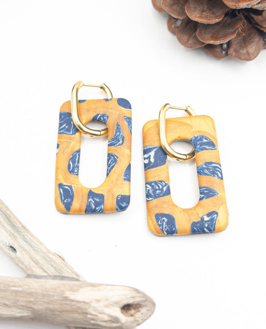 Creool hangers goud blauw en beige