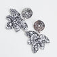Ink Lace oorbellen Lotus zilver zwart wit