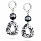 Ink Lace oorbellen zwart wit zilver driehoek