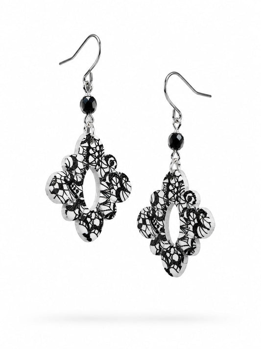 Ink Lace bloemhanger zwart wit zilver