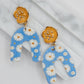 Madelief oorbellen goud blauw
