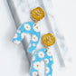 Madelief oorbellen goud blauw