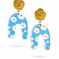Madelief oorbellen goud blauw