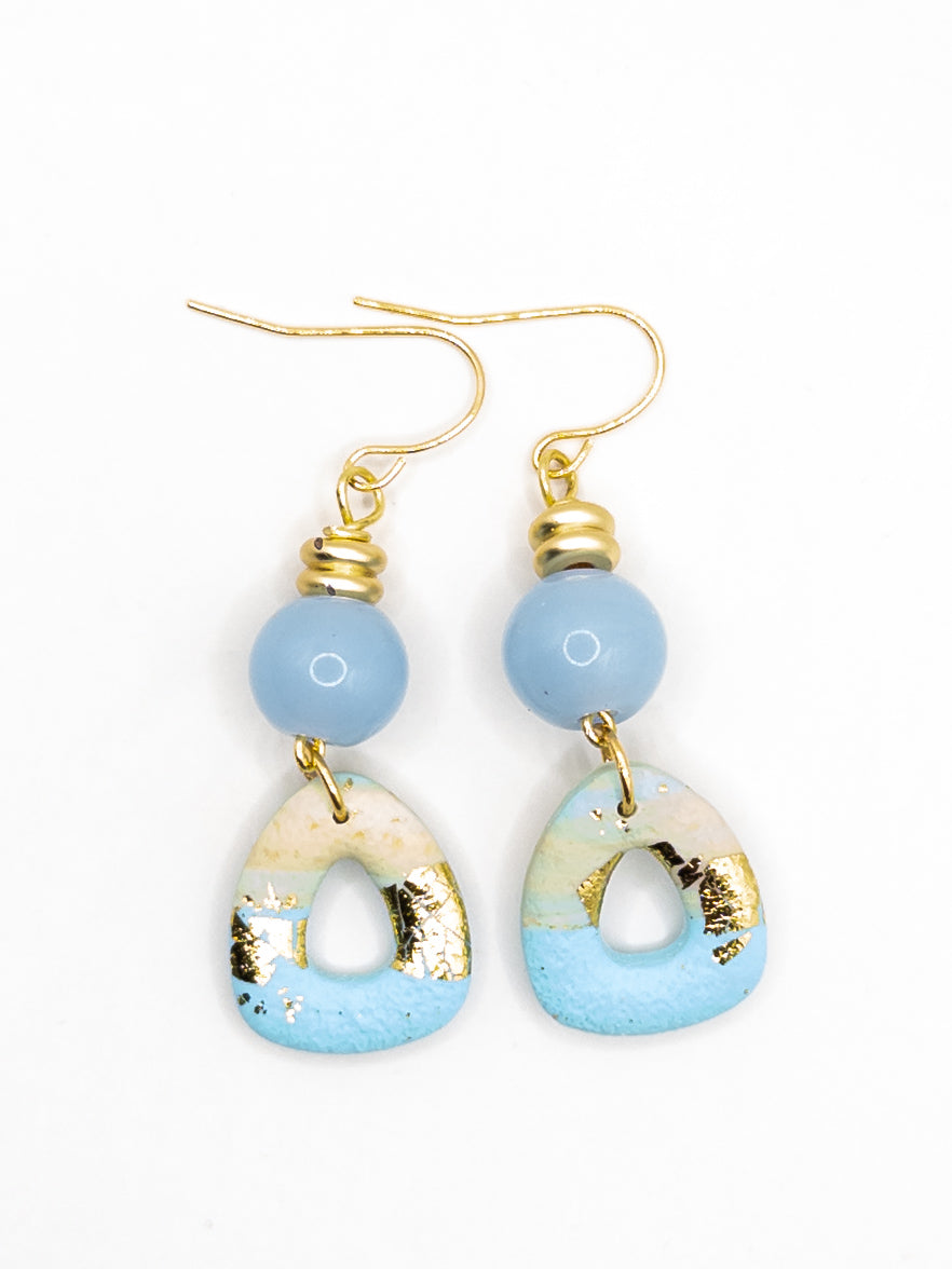 Oorbellen Bella Blauw goud zand