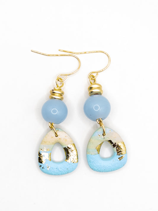 Oorbellen Bella Blauw goud zand