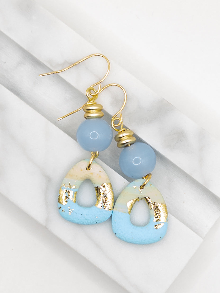 Oorbellen Bella Blauw goud zand
