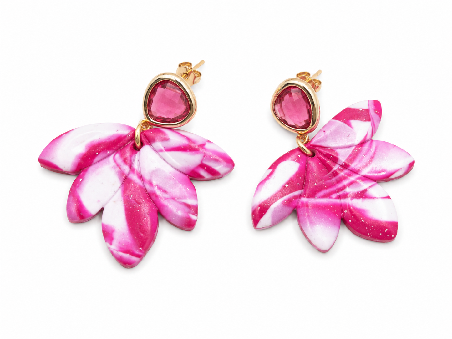 Oorbellen Kelly roze wit goud