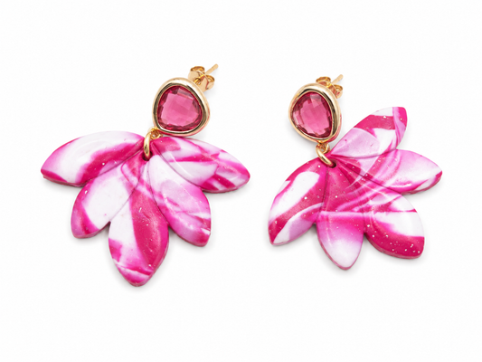 Oorbellen Kelly roze wit goud