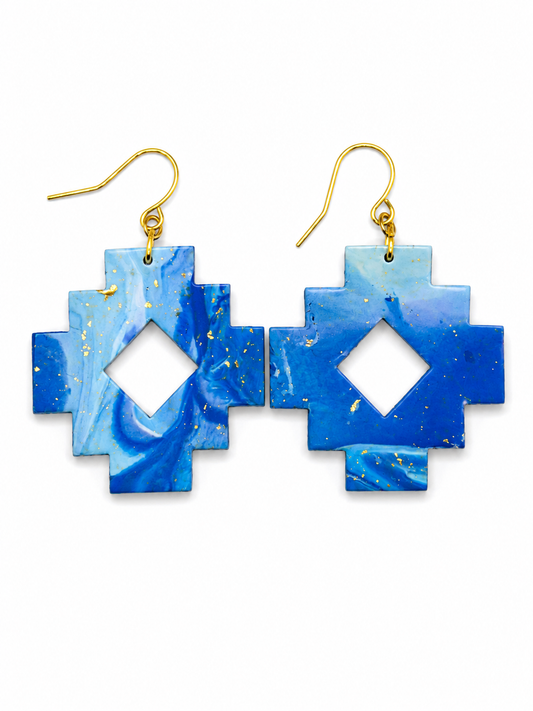 Oorbellen Hera blauw goud