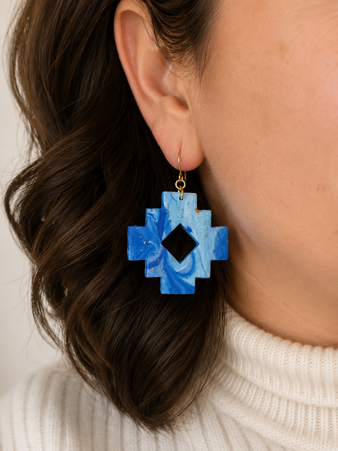 Oorbellen Hera blauw goud